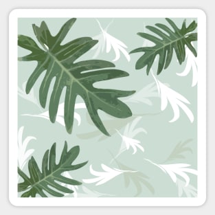 Autumn fall green greenvibes on aquamarine tropical palm leaves Magnet